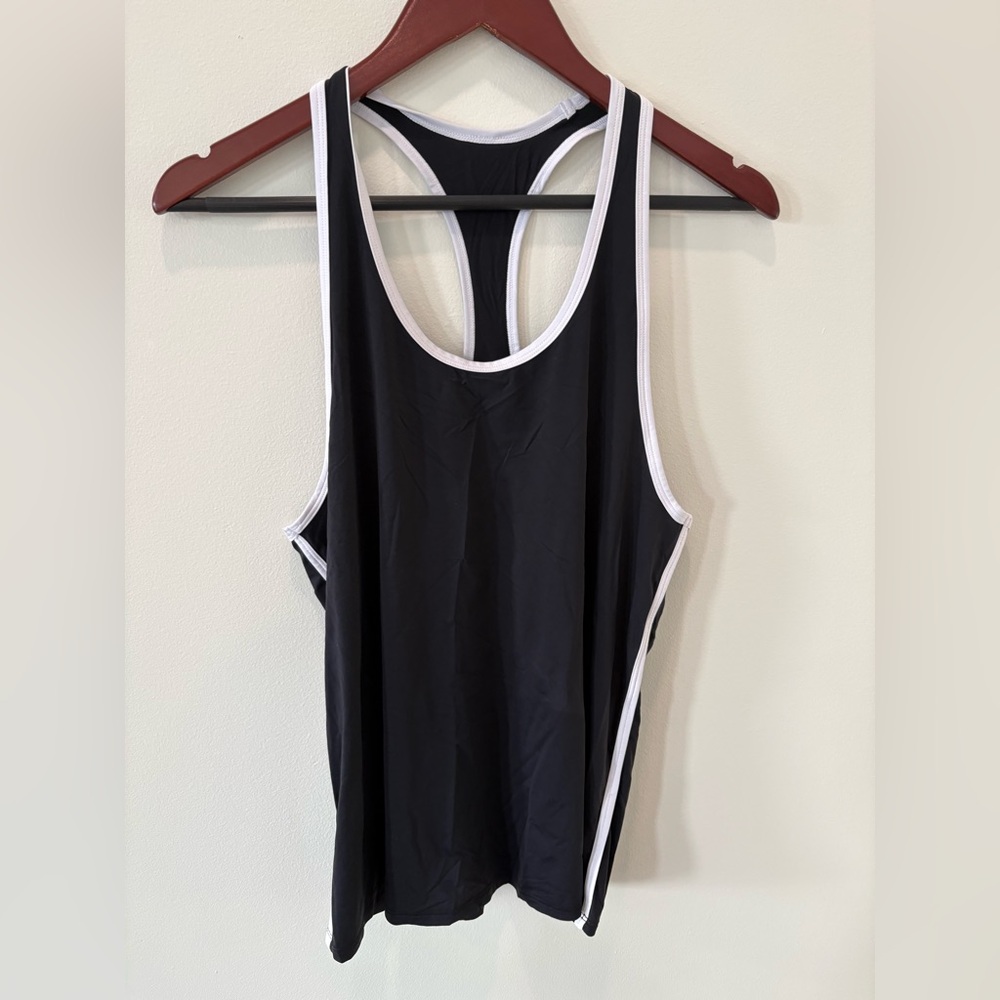 ALO Yoga Black Tank Top with White Trim
